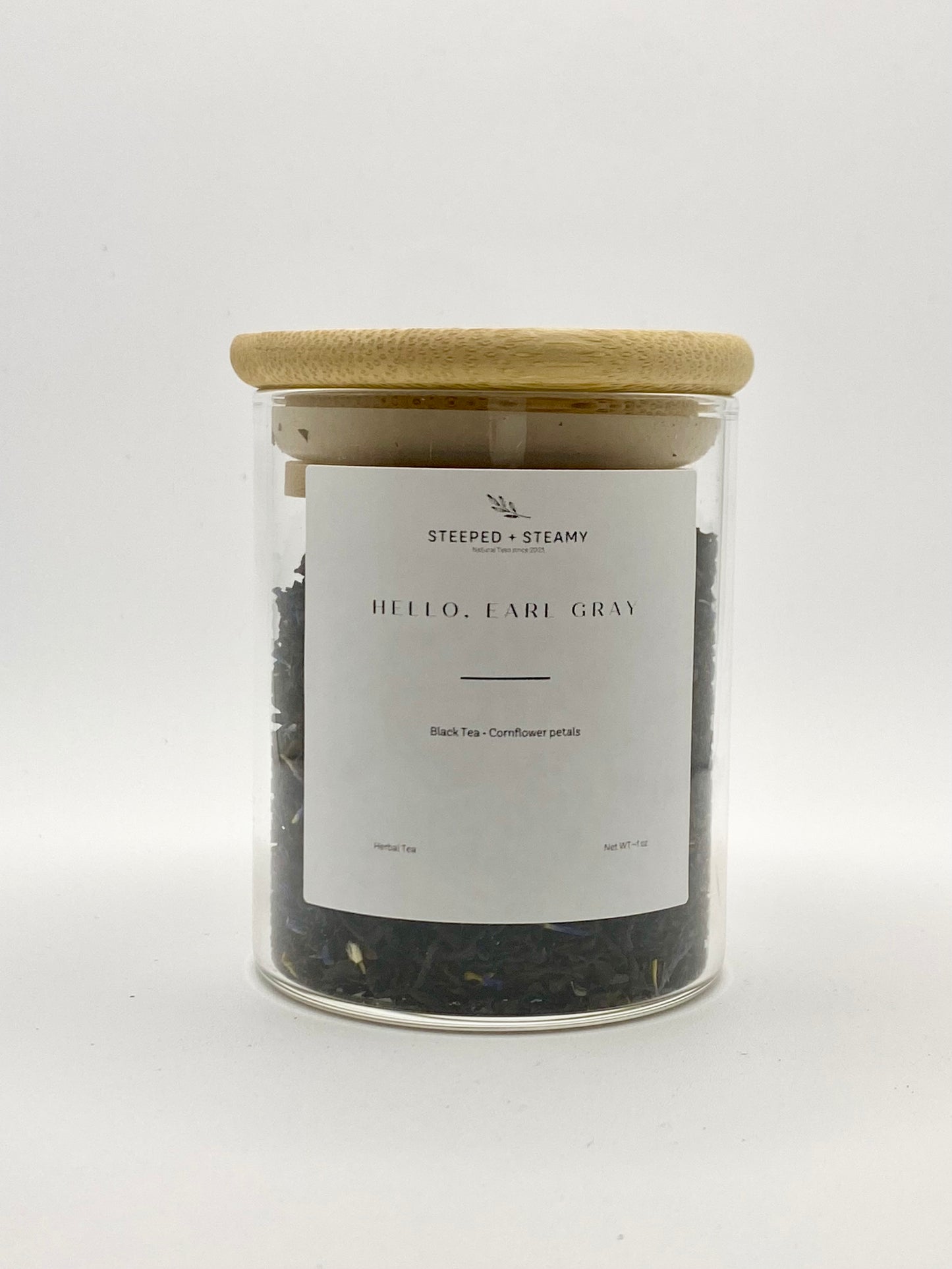 Hello, Earl Gray Glass Jar